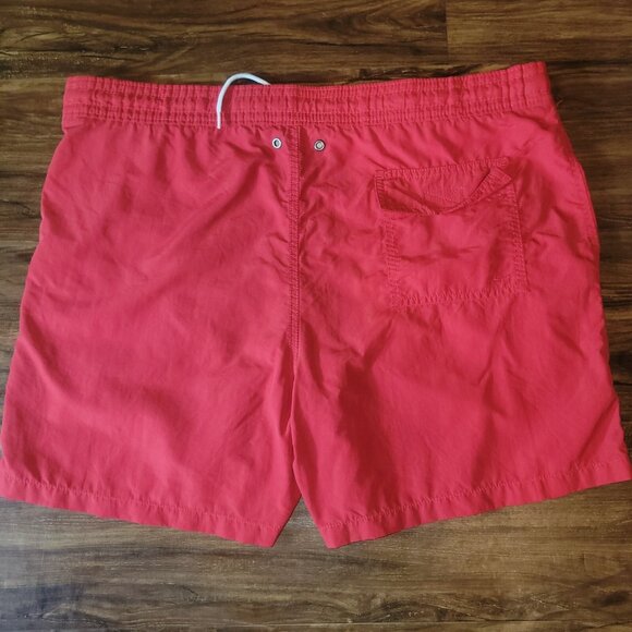 Polo Ralph Lauren Swim Shorts Mens Large Mesh Lined Red Polyester Pockets FLAW - Picture 14 of 16